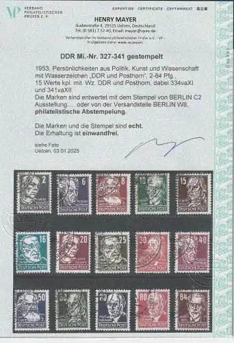DDR: "Köpfe II" mit einheitl. Gefälligkeitsstpl., Attest Mayer 