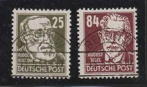 DDR: 25 und 84 Pfg. Köpfe II mit einh. Gef.-stpl., Attest: 
