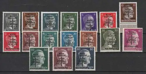 Ravensburg Hitler-Aufdruck-Satz 1 - 80 Pfg, ** (MNH), gepr. Sturm