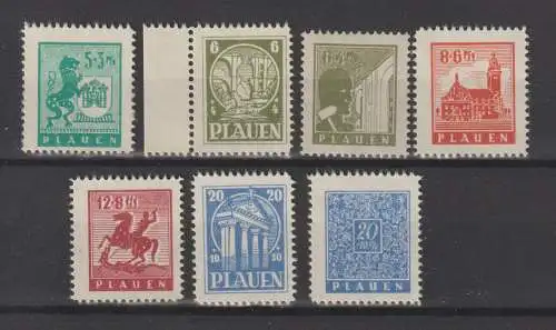 Plauen 1 - 7 komplett, ** (MNH)