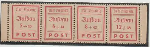 Strausberg, Wiederaufbau Viererstreifen gez. und geschn., ** (MNH)