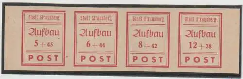 Strausberg, Wiederaufbau Viererstreifen gez. und geschn., ** (MNH)