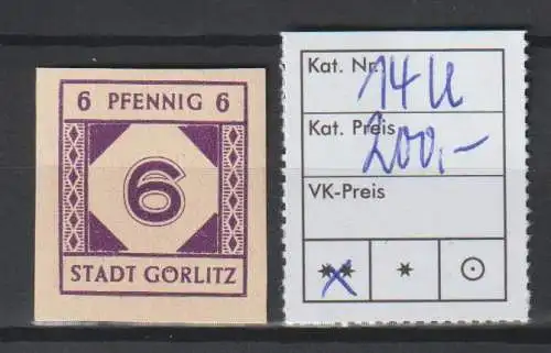Görlitz Mi.-Nr. 14 ungezähnt, ** (MNH)