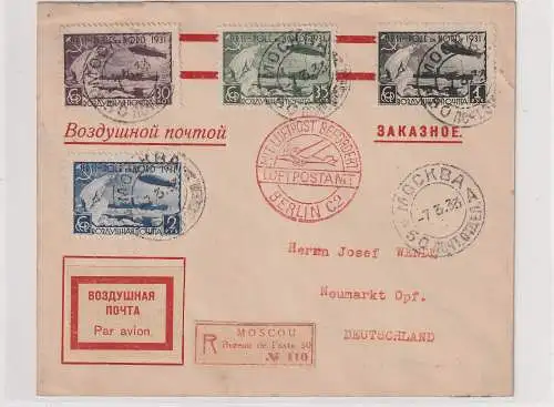 SU: Polarfahrtsatz 1931 - gezähnt - kompl. auf Satzbrief