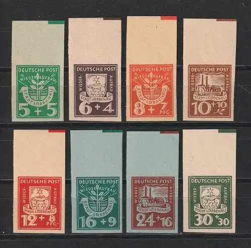Lübbenau 1 - 8, geschnitten, einheitl. Oberrand, ** (MNH)
