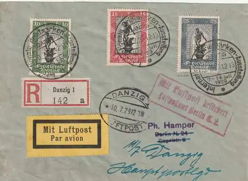 Danzig: R-Satzbrief Int. Briefm.-Ausstellung 1929