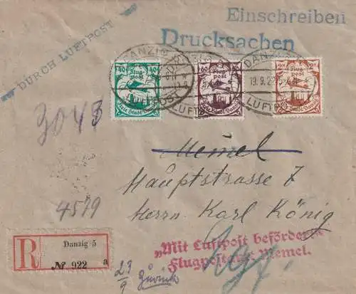 Danzig: Drucksache LP Einschreiben nach Memel