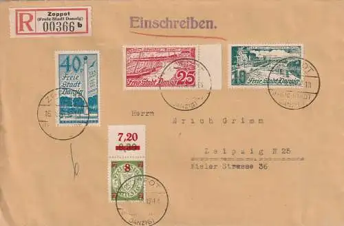 Danzig: Einschreib-Satzbrief Bad Brösen