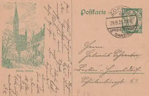 Danzig: Bildpostkarte P31 / Rathaus, bedarfsgebraucht