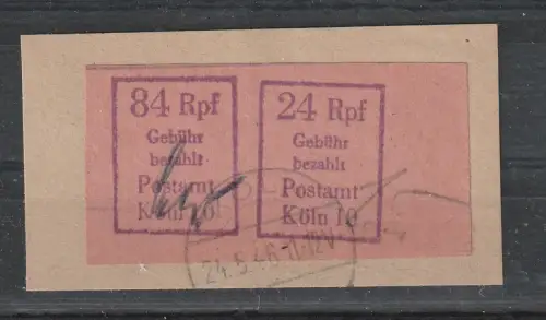 Lokalausgabe Köln Zd 1, Briefstück mit Falschstempel