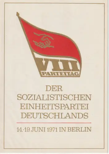 DDR-Gedenkblatt, VIII. Parteitag der SED, B12 - 1971