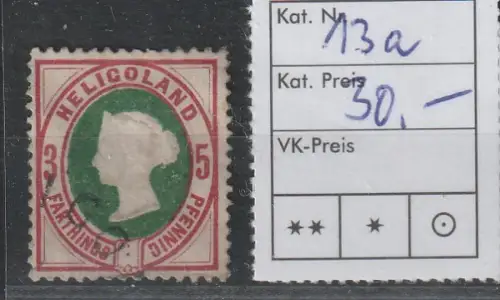 Helgoland Nr. 13a, gestempelt, BPP-geprüft