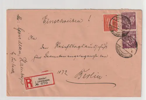 Infla-Einschreibbrief an den Reichstagsausschuss für Beamtenang.