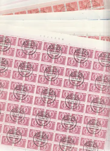 DDR: "Soz. Aufbau" - kompl. Bogensatz 5 Pf. - 3 M, Bogenabstemp. 