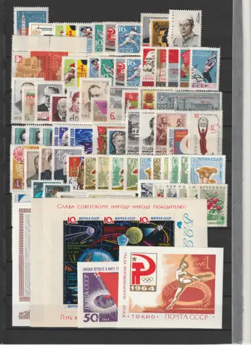 Sowjetunion: Jg. 1964 ** (MNH) überkompl. incl. geschnittene (ohne Block 33), **