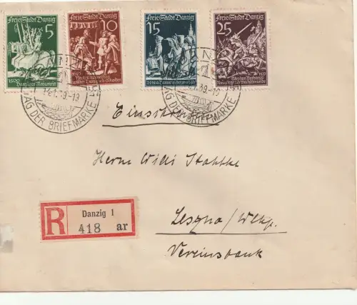 Danzig: R-Satzbrief Tag der Briefmarke 1939