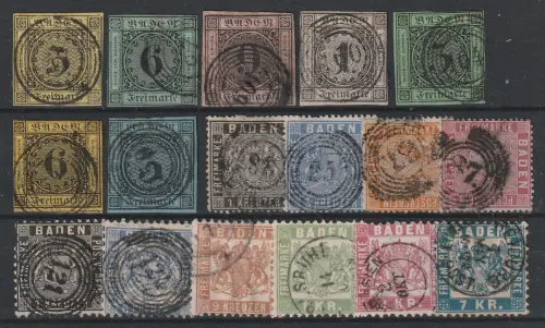 Baden Lot von 17 versch. Marken, z.T. mit kleinen Mängeln