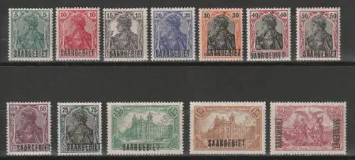 Saargebiet, Freimarkensatz 32 - 43, postfrisch **