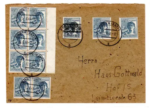 Fernbrief mit Mischfrankatur Posthörnchen/Zehnfach; portorichtig