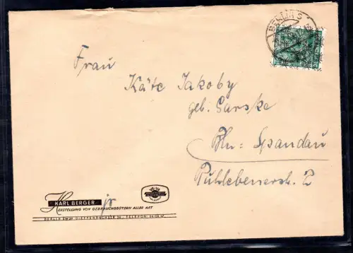 AM-.& Britische-Zone, Berliner-Ortsbrief mit EF. Mi.-Nr. 42 II