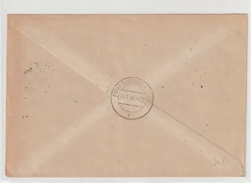 Bizone: R-Brief mit kopfstehenden Posthörnchen, geprüft