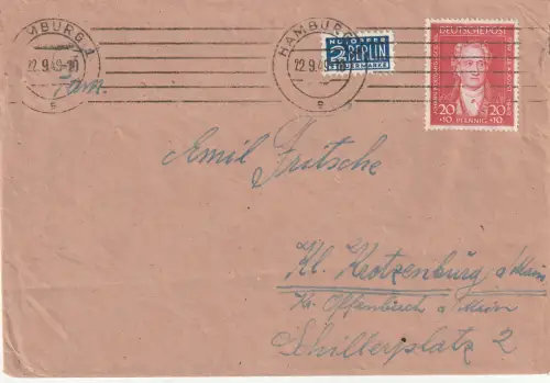 Bizone: Goethe 20 Pfg. als EF auf Fernbrief