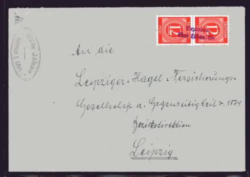 SBZ, Fernbrief mit Notstempel Schönbach