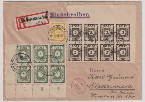 Ostsachsen: Einschreib-Brief mit 4 x Mi.-Nr. 57 b ua., Attest Ströh BPP.