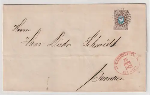 Russland 1863: Inlandsbriefhülle mit Nr. 5 nach Pernau, Punktnummernstempel "1"