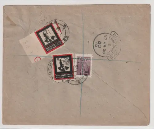 SU: Lenins  Tod (1924) auf R-Brief nach Huddersfield England