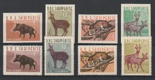 Albanien: Tiere gez., geschn. und beide Blocks (1962), postfrisch
