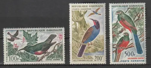 Gabun: Vogelsatz von 1963 plus Ergänzungswert, postfrisch