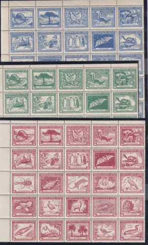 Chiles Naturgeschichte, komplett 3 Viertelbögen, postfrisch