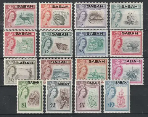 SABAH (Malayischer Staat) 1-16, komplett, postfrisch