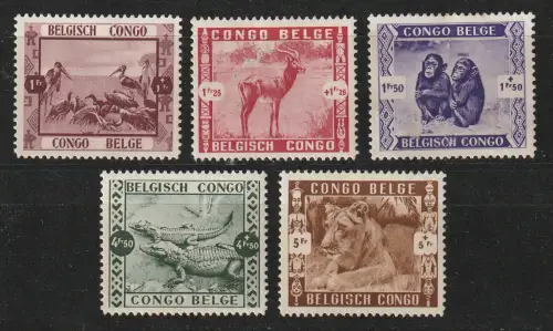 Belgisch Kongo Tiersatz von 1939, komplett, postfrisch