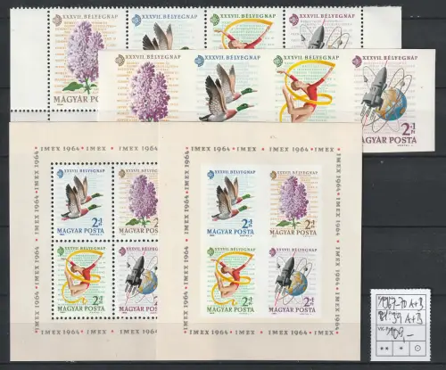 Ungarn geschnitten: Tag der Briefm. Streifen und Block (1963), MNH **