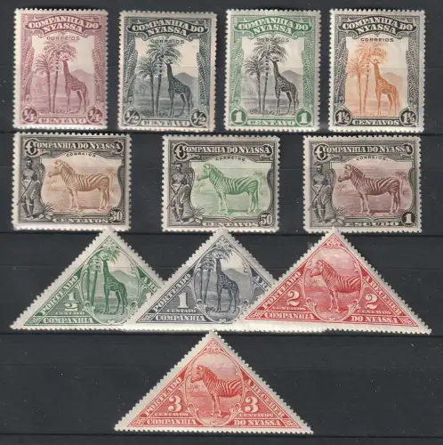 Nyassa Mocambique-Comp.: Giraffen, Zebras 1921/24, ungebraucht