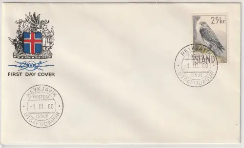 Island: "Großer Falke" (1960) auf FDC