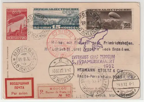 Russ. Zuleitung zur 5. SA-Fahrt 1932. Gute Frankatur!