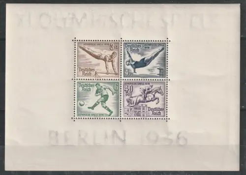 3. Reich Olympiadeblock 5 mit dickem Papier, bestgeprüft, postfrisch