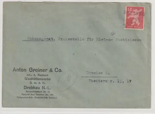 Notstempel Drebkau auf Bedarfsbrief, sehr schöne Erhaltung