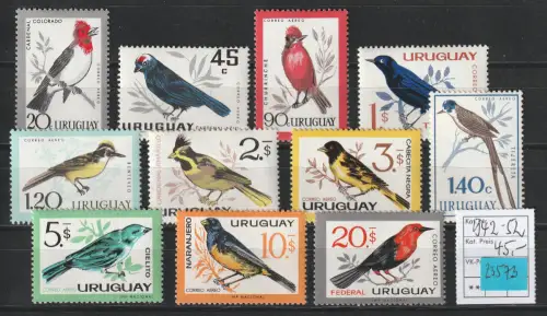 Uruguay Vogelsatz 1962, postfrisch komplett