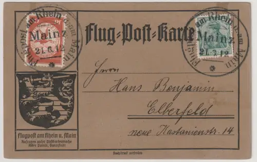 DR., Rhein-Main Flug.-Karte Mi.-Nr. I ab Mainz 21.6.