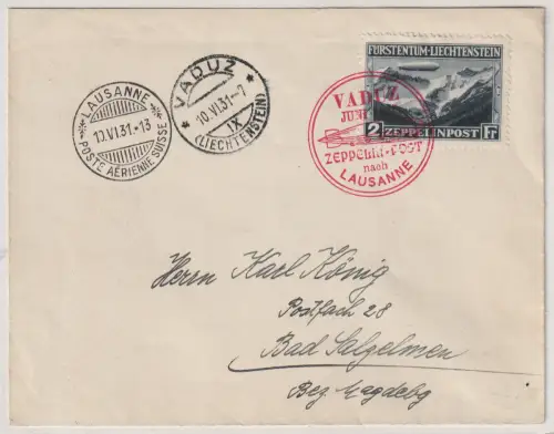 Zeppelin: Fahrt Vaduz - Lausanne, 1931