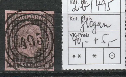 Preußen: Nummernstempel 495 (Glogau) auf 2b, geprüft 