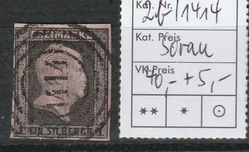 Preußen: Nummernstempel 1414 (Sorau) auf 2b, geprüft 