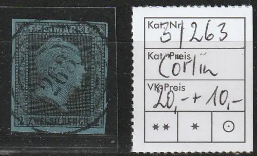 Preußen: Nummernstempel 263 (Cörlin) auf Nr. 3, geprüft 