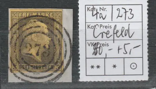 Preußen: Nummernstempel  273 (Crefeld) auf Nr. 4a, geprüft 