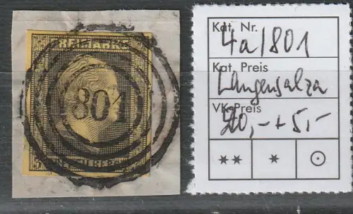 Preußen: Nummernstempel  801 (Langensalza) auf Nr. 4a, geprüft 