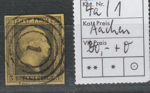 Preußen: Nummernstempel 1 (Aachen) auf Nr. 4a, geprüft 